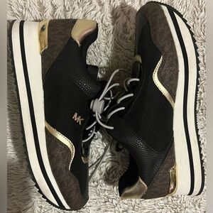 Michael Kors Black and Gold Women's Sneakers